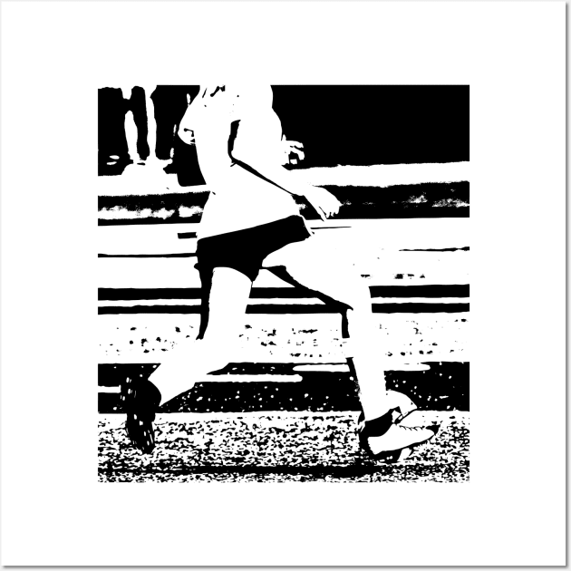 Girl running with soccer ball on a field Wall Art by Woodys Designs